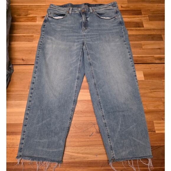 J. Jill High-Rise Straight-Leg Crop Jeans Women’s Size 16R Raw Hem Tencel Blend - Picture 1 of 6